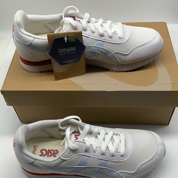 ASICS WOMEN RUNNING SHOES TIGER RUNNER SIZE 8 WHITE/ SKY - Picture 4 of 6